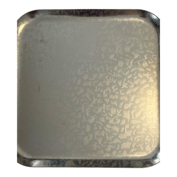 Vintage Kensington Moiré Aluminum Tray | Gold-Tone 10.75" Square | Mid-Century M - Picture 2 of 6